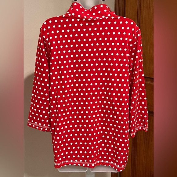 ONQUE CASUALS ZIP UP JACKET COVER UP LAYERING PIECE RED WHITE POLKA DOT LARGE - Picture 5 of 13